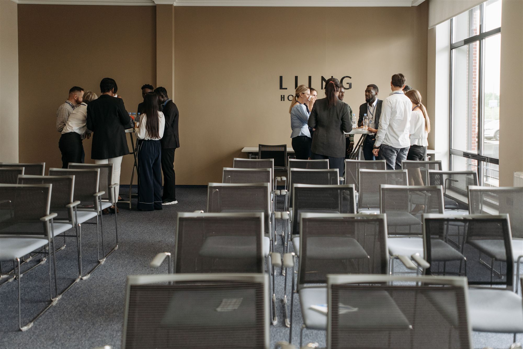 Conference room set up for a corporate meeting, Germany