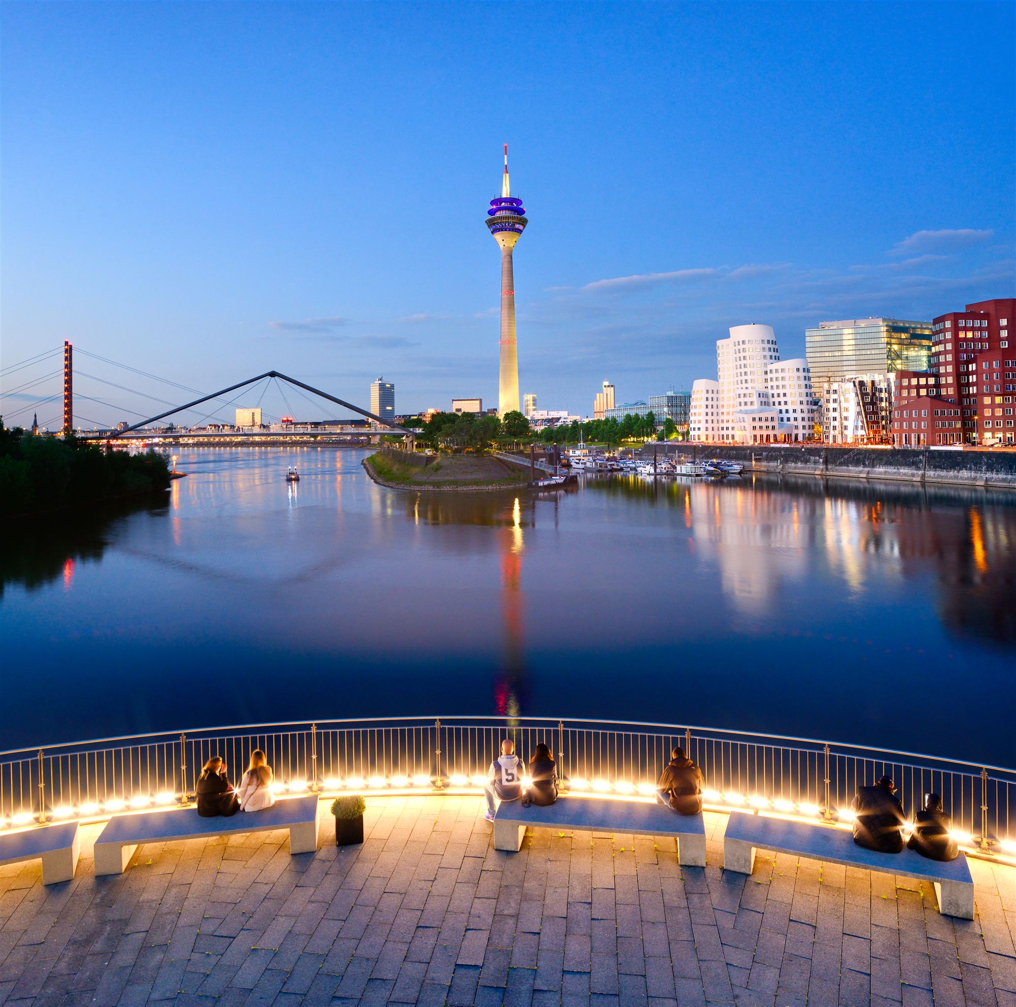 Rheinturm and Medienhafen, Düsseldorf, Germany